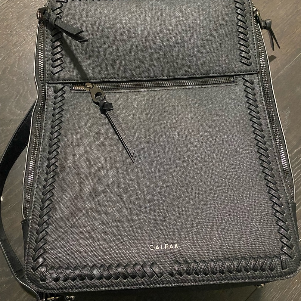 Calpak Black Backpack with Elegant Braided Detail